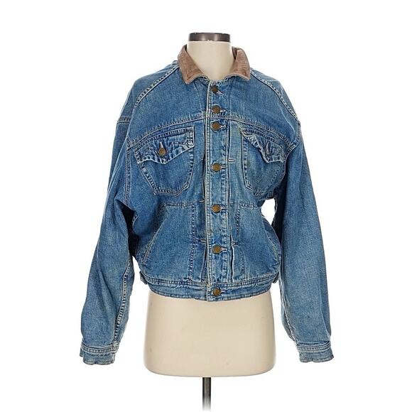 True VTG Banana Republic Denim Jacket Wool Insulated Chore Jacket Utility M Y2K - Picture 1 of 3